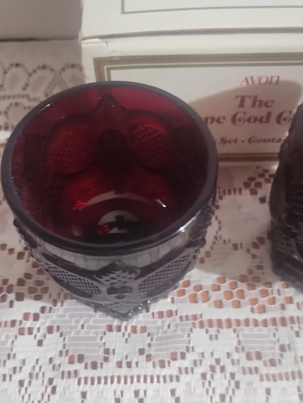 Avon 1876 Cape Cod Collection Footed Glass Set Ruby Red